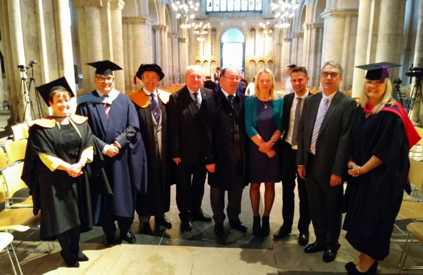 Councillors David Brake, Barry Kemp and Martin Potter with some of the University of Kent's Graduates