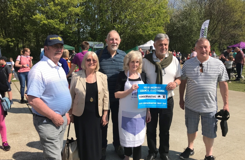 Councillors Barry Kemp, Jan Aldous, Gary Etheridge, Wendy Purdy, John Williams and David Wildey all lending a hand at the WI tent 