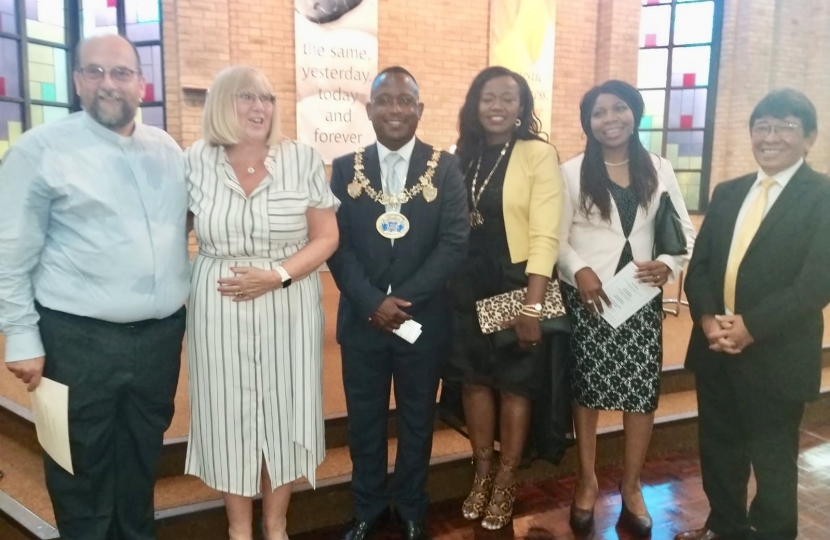 Councillors Gloria Opara and Tashi Bhutia with the Mayor and Mayoress at the installation