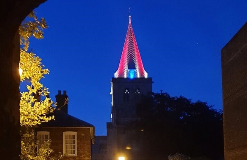 Rochester Cathedral lit up