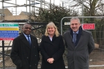 Councillors Mackness and Tejan and Headteacher Christine Easton on site