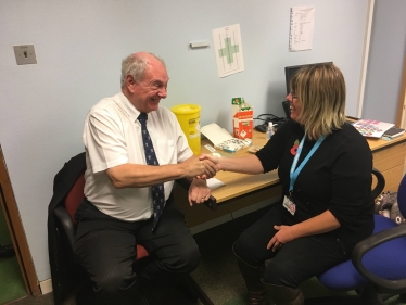 Councillor David Brake receiving his flu vaccination 