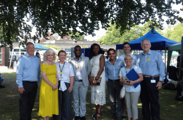 Councillors David Wildey, Wendy Purdy and Rehman Chishti MP with staff of the MFT and Councillor Habib Tejan and his wife Bridget (Deputy Mayor and Deputy Mayoress)