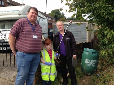 Mark Joy and his son Alexander joined Community wardens for a clear up