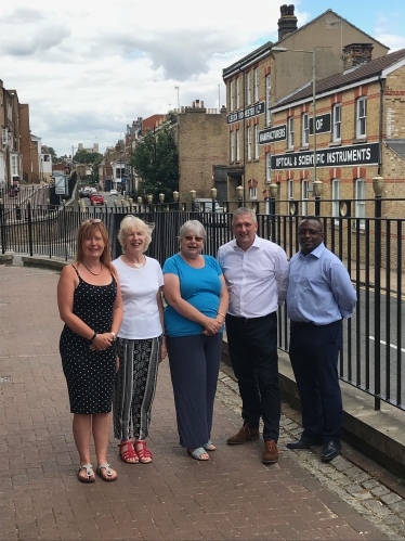 Councillors Tejan and Mackness meeting with delighted residents