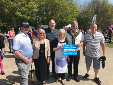 Councillors Barry Kemp, Jan Aldous, Gary Etheridge, Wendy Purdy, John Williams and David Wildey all lending a hand at the WI tent 