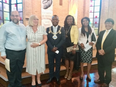 Councillors Gloria Opara and Tashi Bhutia with the Mayor and Mayoress at the installation