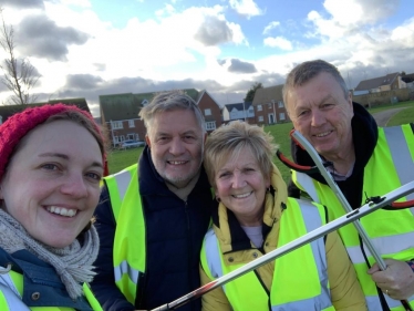 Councillors Elizabeth Turpin and John Williams with some of those who took part in the litter pick