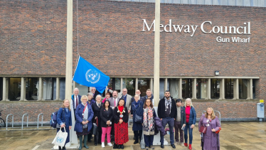 Adrian Gulvin at the UN flag raising